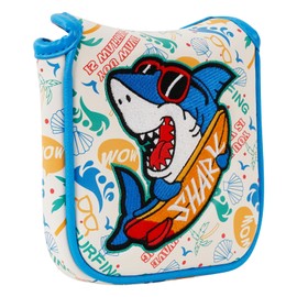 Colorful Golf Mallet Putter Headcover, Shark Embroidery Large Square Putter Cover Magnetic, Hawaiian Tropic Style