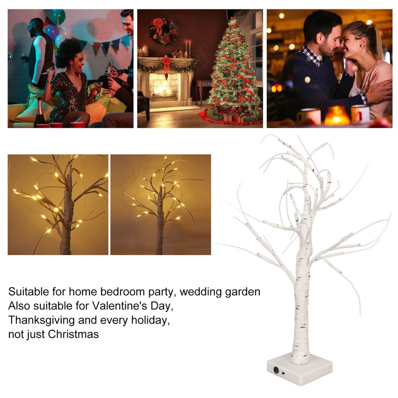 Lighted Birch Tree Adjustable Branches Stable Bottom Birch Tree with