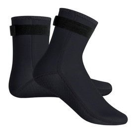 Neoprene Socks, 3mm Black Swimming Socks for Women Men, Anti-Slip Wetsuit Socks with Adjustable Velcro loop Strap, Thermal Beach Wetsuit Boots For Diving Snorkeling Sailing Surfing Kayaking