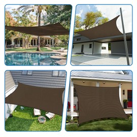 TANG Sun Shade Sail 10'x13' Brown Rectangle Sunshade Cloth UV Block Permeable Sail for Outdoor Patio Garden Pergola Gazebo Deck
