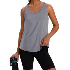 WIHOLL Tank Top for Women 2025 Sleeveless Athletic Shirts Gym Clothes Lightweight Running Yoga Workout Tops Grey M