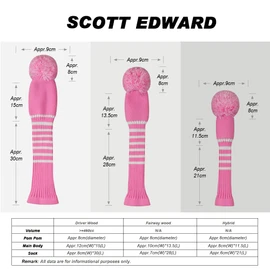 Knit Woods Golf Head Covers, Set of 4, Pink Color, Fit Driver (460CC) Fairways hybrid/UT. Soft and Elastic, Decorative Your Golf Bag to Make It Stand Out