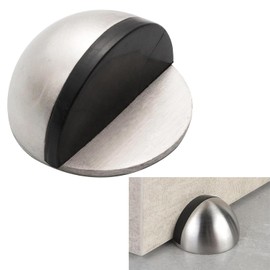 1PCS Stainless Steel Door Stopper, Polished Oval Floor-Mounted Door Stop with Rubber Bumper