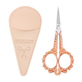 All Purpose Scissors with Sheath, Sewing Scissors Embroidery Scissors Sharp Cuticle Eyebrows Manicure Pedicure Beauty Grooming Scissors for Office, Home, School, Sewing Crafts (Rose Gold)