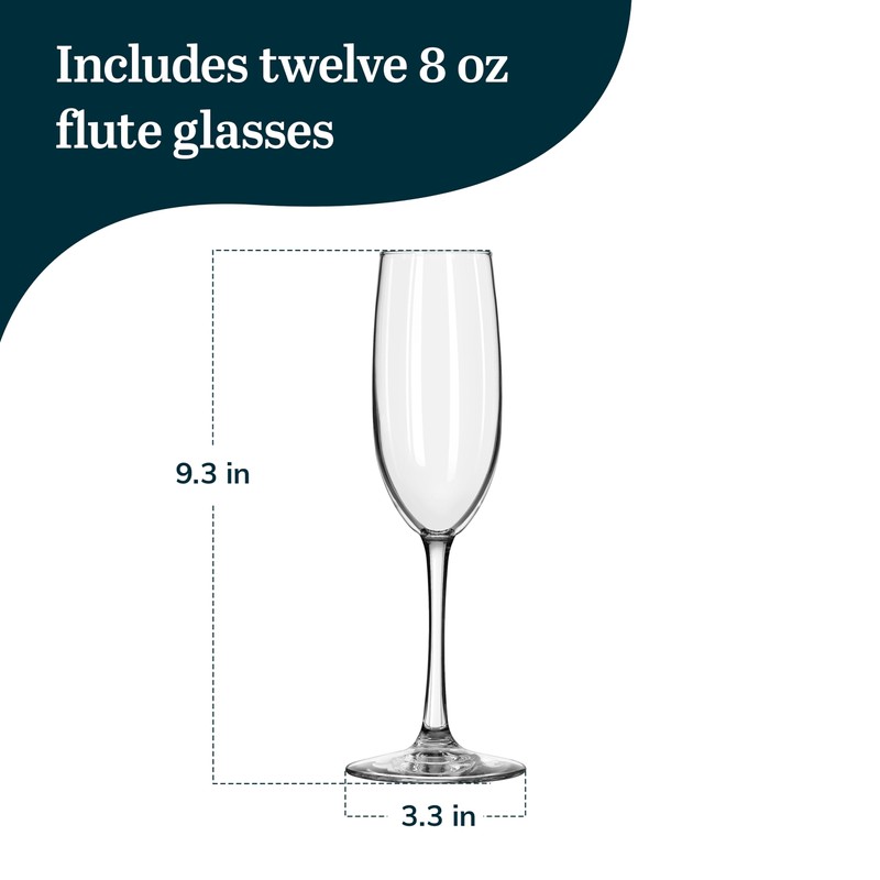 Libbey 7500 Vina Stemmed Flute Glasses Set, 8 Oz, Tall