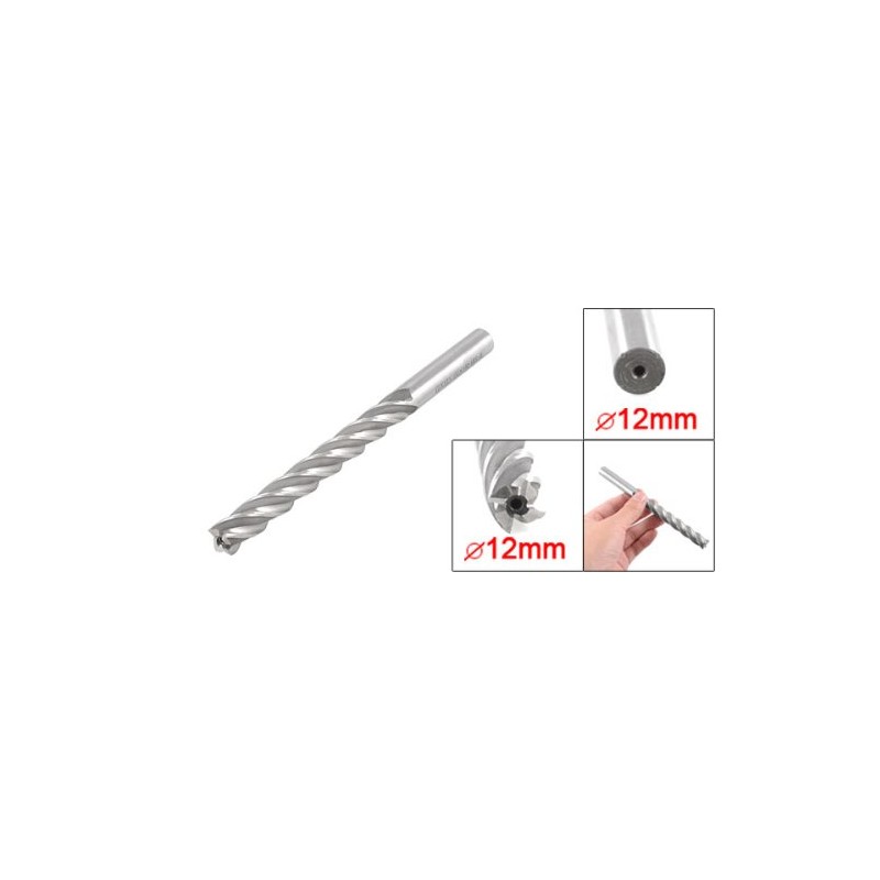 sourcingmap Milling Cutter Straight 4 Flutes End Mill 12mmx12mmx100mmx160mm