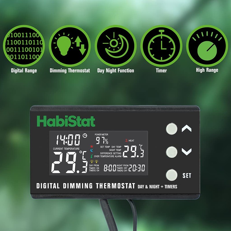 Habistat - Digital Dimming Thermostat - Day And Night Timer