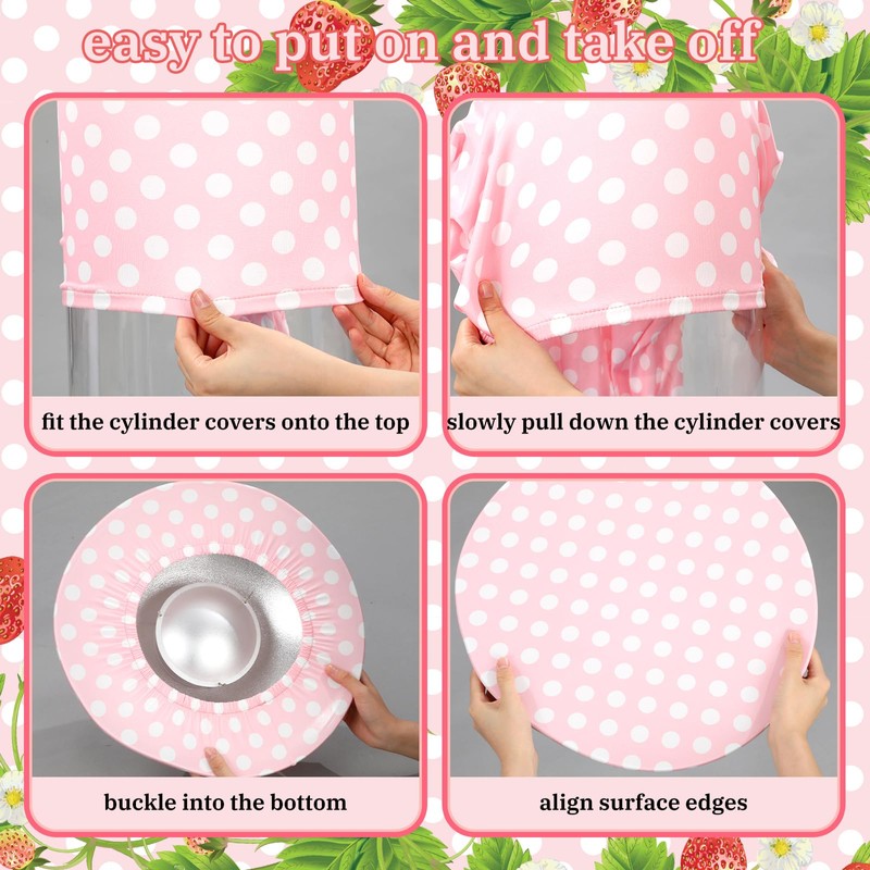 SmoothNovelty 3 Pcs Strawberry Cylinder Pedestal Stand Covers Spandex Plinth