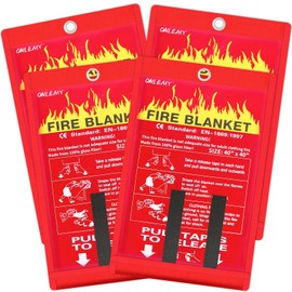 ONLEMY Fire Blanket - 4 Pack - 40" x 40" Emergency Fire Blanket for Home and Kitchen, Suppression Flame Retardant Emergency Fire Blanket for Camping, Grill, Kitchen, Home, Car, School, Warehouse