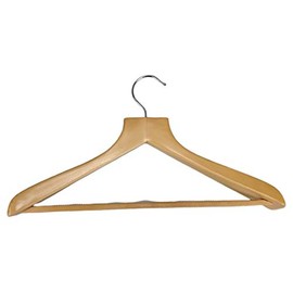Pillowtex Deluxe Wood Suit Clothes Closet Hangers w/Bar - Set of 50 Natural Finish Hangers