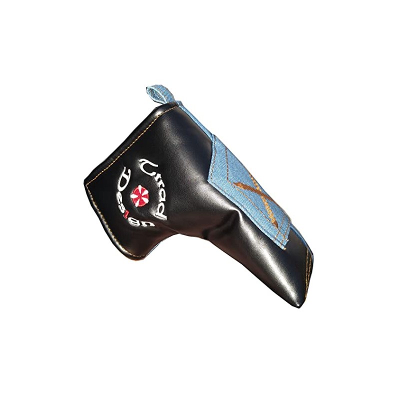 Denim Golf Putter Cover Pin Type Magnetic Blue