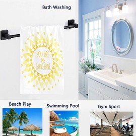 Naanle Stylish Beautiful Sun from Triangles You are My Sunshine Pattern Soft Bath Towel Large Hand Towels Multipurpose for Bathroom, Hotel, Gym and Spa (16" x 30",White)