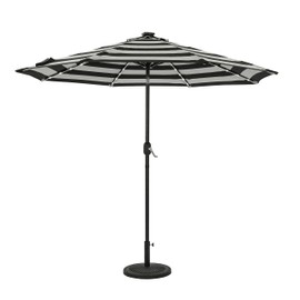 Island Umbrella Mirage II Fiesta 9-ft Octagon Market Umbrella with Solar LED Tube Light, Black and Light Gray, NU6849