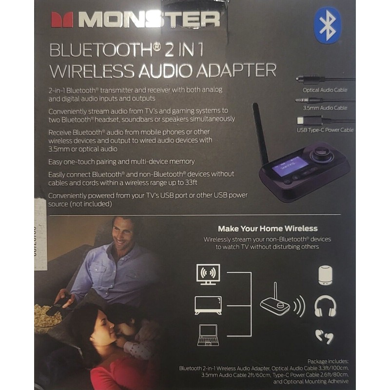 Monster @ Xtreme Monster 2-in-1 Bluetooth Wireless Audio Adapter, Transmitter/Re