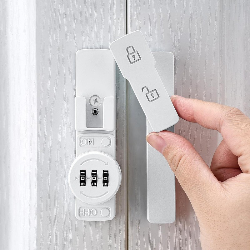 INIRET White 180 Degree Barn Door Lock,Mechanical Password Lock,Flip Latch