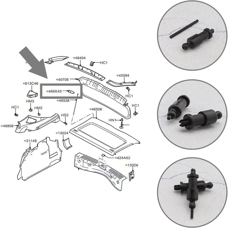 2X Rear Parcel Shelf Fixing String Clips FOR FORD FOCUS