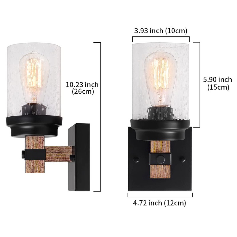 1-Light Rustic Wall Sconces Farmhouse Bathroom Light Fixtures Over Mirror,