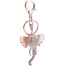 YEHJDSMD Diamond Elephant Head Keychain Metal Animal Keyring Exquisite Fashion Bag Ornament Car Pendant Keychain for Men and Women for Key Loss Prevention