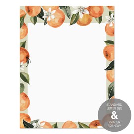 Little Cutie Letterhead / 50 Sheets / 8.5" x 11" Clementine Themed Paper/Small Oranges All Occasion Baby Shower Birthday Classroom Decorative Stationery