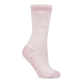 HEAT HOLDERS Women's Warm Stopper Socks Non-Slip Non-Slip Sole Cuddly Thermal Socks Non-Slip for Winter, Pollinated Pink Florence
