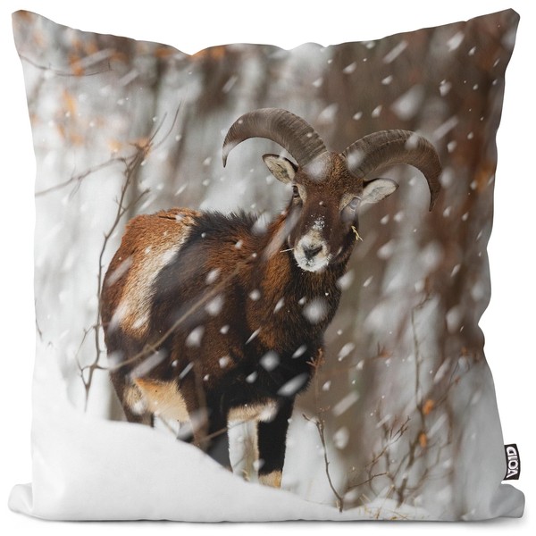 VOID Capricorn Bock Mufflon Winter Snow Cushion Cover Polyester Christmas