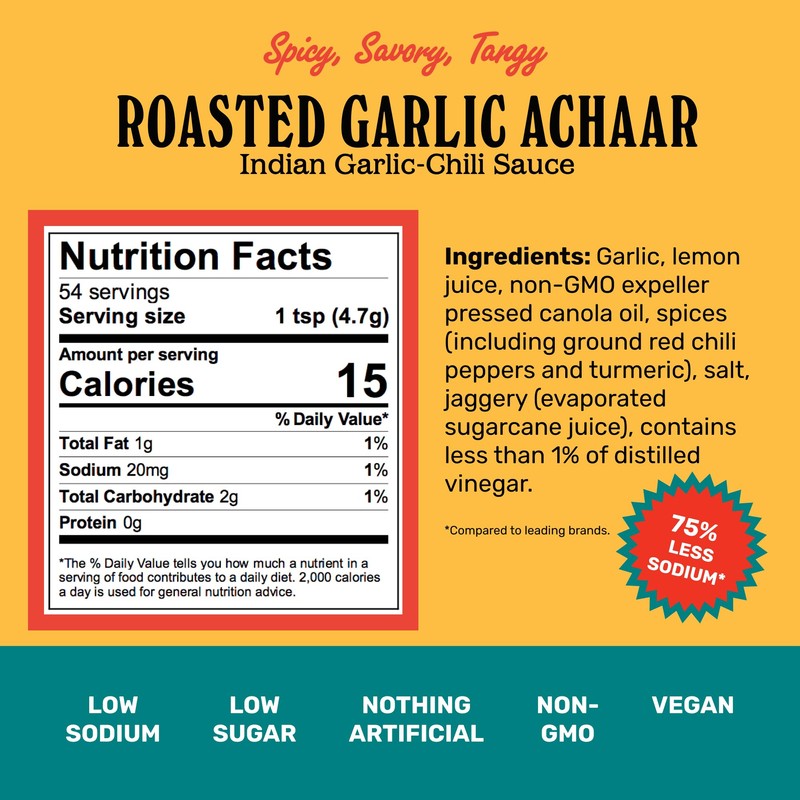 Brooklyn Delhi Roasted Garlic Achaar - 9 Ounces - Spicy,