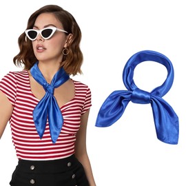 AWAYTR 23.6" Satin Neck Scarf Small Hair Scarf Women Silk Head Scarf Costume Bandana Girls Vintage Handkerchief Ribbon Scarf (Royal blue)