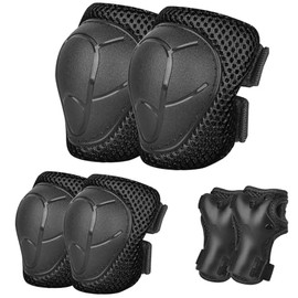 JeeFree Skateboard Pads Kids/Youth/Adult Shield Elbow Pads and Wrist Guards Protective Gear,Strong Double Straps&Adjustable Easy-Fix Clips for Skateboarding,Rollerblading,ScooterRoller,Bicycle,Skating
