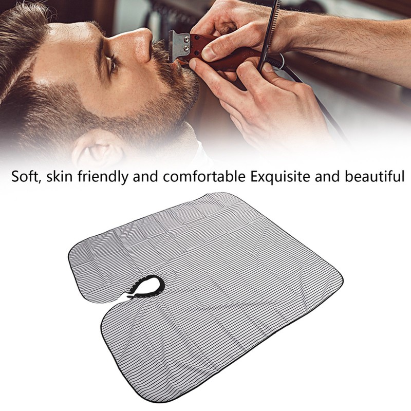 Hair Cut Cape Striped Polyester Waterproof Smooth Surface Neckline Adjustable