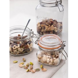 KILNER Swing Top Glass | 250 ml | Square | Storage Jars with Lid Airtight | with Rubber Seal | Glass with Lid for Spices or Vegetables | Dishwasher Safe