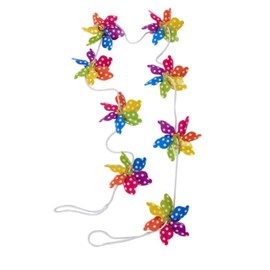 Rainbow Polka Dot Plastic Windmill Summertime String Garland/Bunting for Parties/Fetes/Garden Decor - 180 cm