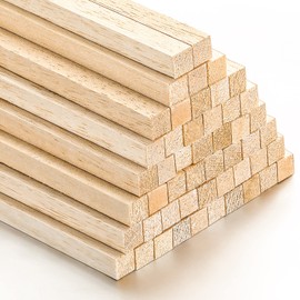 50 Pieces Balsa Wood Sticks 1/2 x 1/2 x 12 Inch Hardwood Square Wooden Dowels Unfinished Wood Sticks for Craft DIY Supplies DIY Molding Projects Making