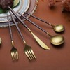 Silverware Set 40 Pieces, Moon Surface Handle And Matte Gold