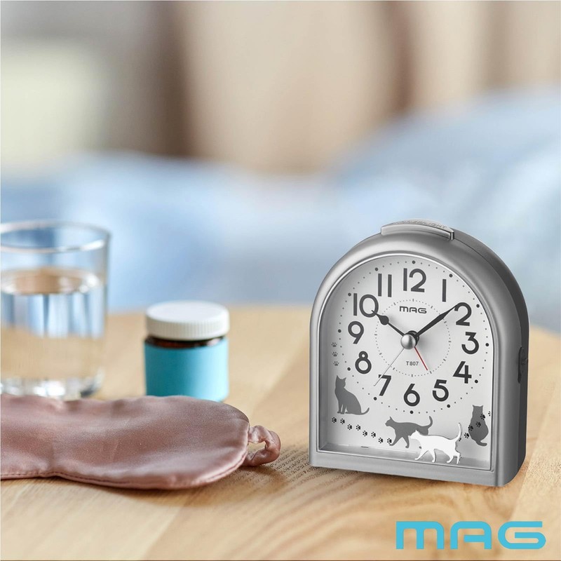 Mag T807ASMZ Alarm Clock, Analog Cat, Cat, Animal, Cute, Kids,