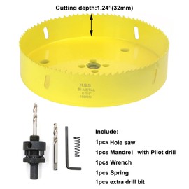 JIECHENG 6-1/4 inch Hole Saw for Wood,Soft Metal,Drywall,Plasterboard and Plywood,159mm Bi-Metal Hole Saw with Arbor Mandrel
