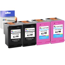 KCMYTONER 62XL Remanufactured Ink Cartridge Replacement for HP 62 XL Compatible with Envy 7640 5660 7645 5540 Officejet 200 250 Printer (2 Black, 2 Color)