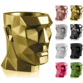 CONCRETTE Apollo Head Planter, Unique Novelty Flower Pot, Sculpture, Home or Garden Decor, Indoor/Outdoor (Classic Gold)