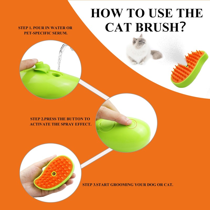EKMBDLANCH Cat Steam Brush, 3 in 1 Steamy Cat Brush