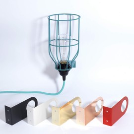 Hoopzi - Short Holder - 7 Colours - Mounting System for Hoopzi Bala and Hoopzi Cages - Made of Painted Steel - With 15 Hooks - Compatible E27 Socket with Mounting Ring - Black