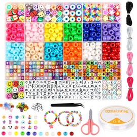 VOSHOME 836 Cuentas de Bricolaje para Pulseras, Kit de DIY Bisuteria de Collar, Cuentas De Arcilla para Pulseras, Kit para Hacer Pulseras Niñas, Exquisita caja de almacenamiento, Regalos Niña ﻿