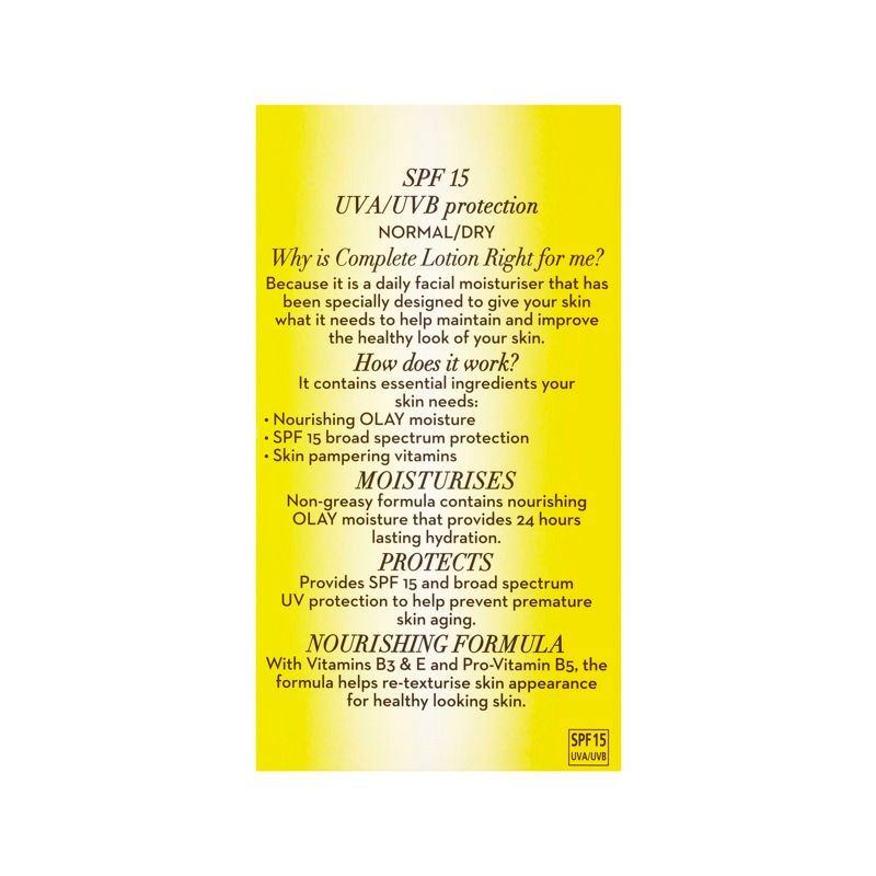 Olay Complete UV Protection Moisturiser Lotion Normal/Dry SPF15 150mL