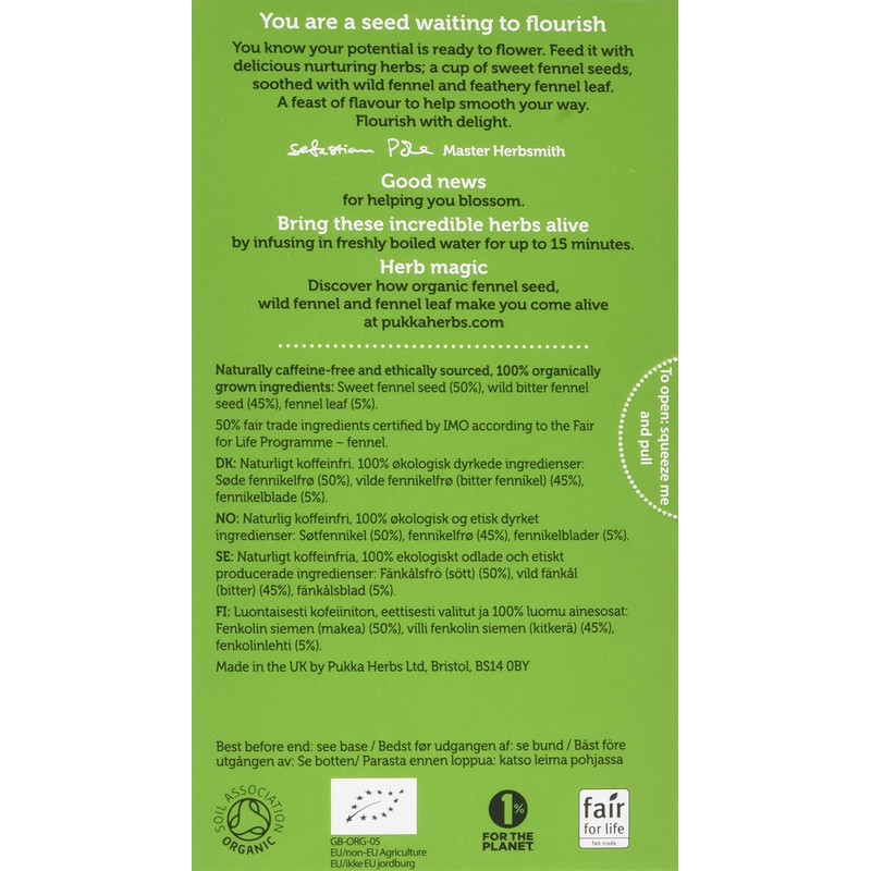 Pukka Herbs Tea Three Fennel Tea Bag, 20 BAGS