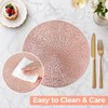 Komforbaa 4 Pcs Round Placemats,Vinyl Metallic Hollow Placemat,Rose Gold