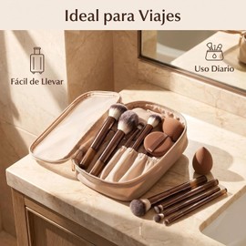 Brochas de Maquillaje Profesional 15 Set,Maquillaje con Esponja Multifuncional,Aluminio con Estuche Sintético Premium Sombra Ojos en Polvo Base de Maquillaje,un set para maquillar todo el rostro