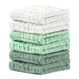 Cuddle Campus Baby Washcloths 6 Packs, Muslin Washcloths Baby,Cotton Burp Cloths, Extra Absorbent and Soft Wash Clothes for Newborns, 12x12 Inches