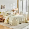 Flysheep 3 Pieces Yellow Quilt Set Queen Size, Wide Ruffled