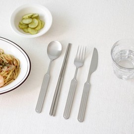 1+1 Ridge All-Stainless Cutlery 8-Piece Set (Spoon, Chopsticks, Fork, Knife) / 1+1 릿지 올스텐 커트러리 8P세트 (숟가락 젓가락 포크 나이프)