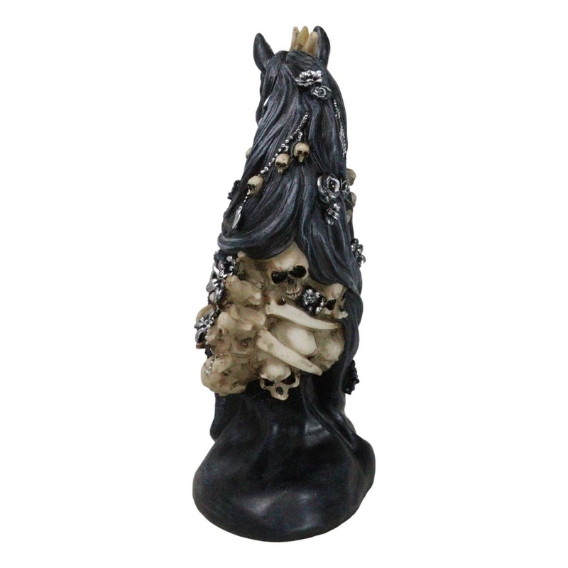 Macabre Black Dark Unicorn Horse With Skeleton Bones And Skulls
