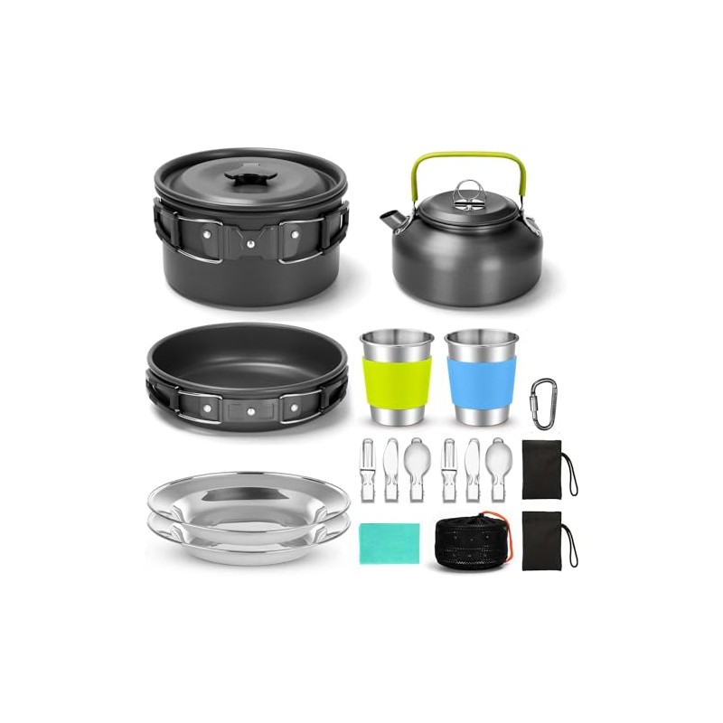 BYCRAY - Kit de Cocina Camping Portatil,16Pcs Utensilios de Cocina