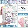 6 Pcs Composition Notebook Wide Ruled Paper Cute Axolotl Journal